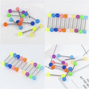 10Pcs Glow In The Dark Luminous Barbell Lip Tongue Rings Body Piercing Jewelry~