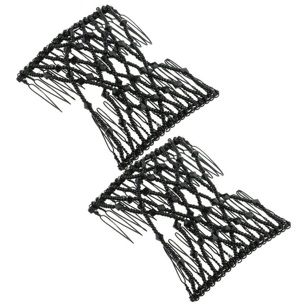 2pcs Magic Beading Stretch Hair Combs Double Clips Hair Styling Accessories for