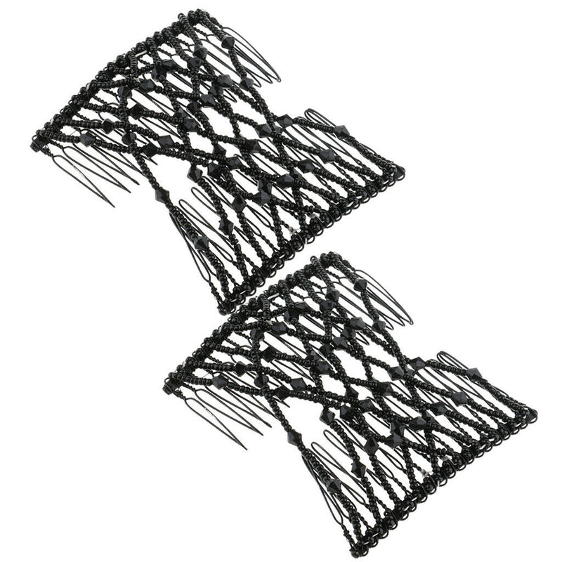 2pcs Magic Beading Stretch Hair Combs Double Clips Hair Styling Accessories for