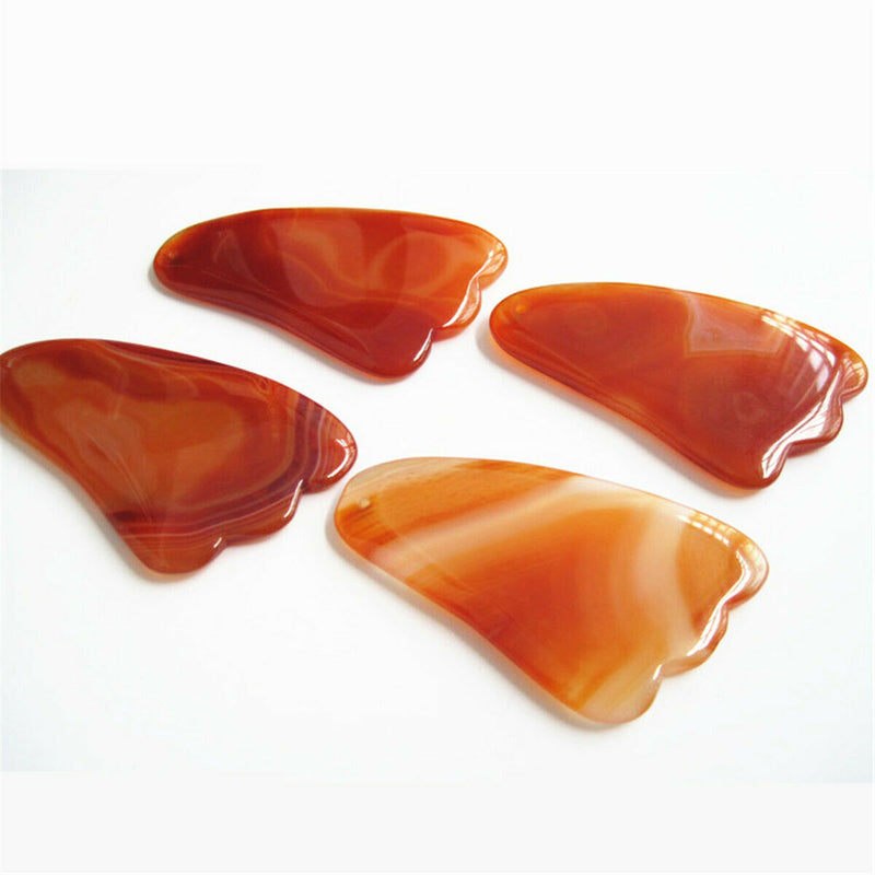 Natural Agate Carnelian Guasha Board Body And Face SPA Massage Tools Acupuncture