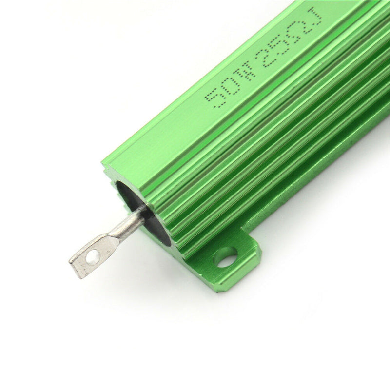 Aluminum Case 50W 25 Ohm Chassis Mounted Wirewound Resistor Green  FT