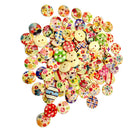 100x Wood Buttons Mixed Patterned For Sew On DIY