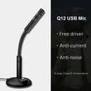 Q12 USB Omnidirectional PC Streaming Speech Mic Desktop Microphone with Stand