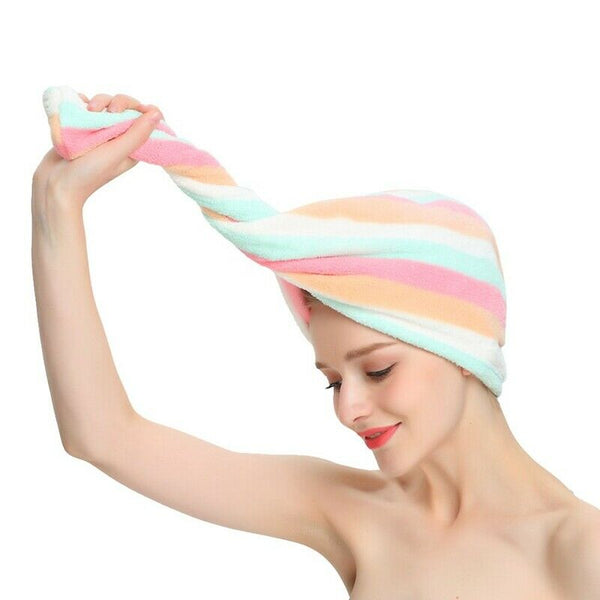 Microfiber Hair Turban Wrap 2 Pack Quick Dry Hair Towel Wrap Turban Super A V1R4
