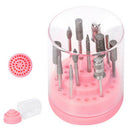 48Hole Pink Organizer Manicure Storage Box Displayer Nail Drill Bit Holder 3C