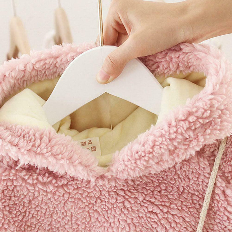 Baby Girl Kids Clothes Fleece Thicken Hoodie Crossbody Bag (Pink 12-18M)