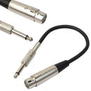 3-Pin XLR Female to 1/4 6.35mm Mono Jack Male Plug TRS Audio Cable Mic Adapter
