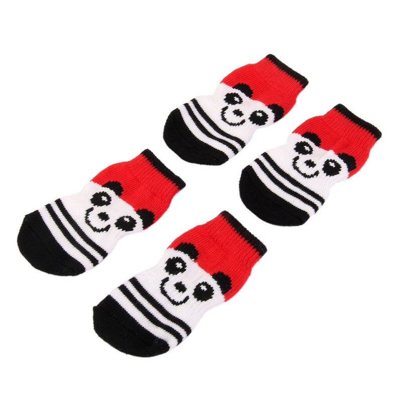 8 Pieces Bear Pattern Pet Dog Puppy Cat Socks with Cute Paw Prints Slippers