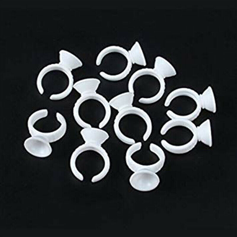 Disposable Plastic Nail Art Tattoo Glue Holder Eyelash Extension Rings Adhe D8N3