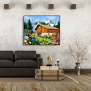 Painting By Numbers Kit DIY Flower Cottage Canvas Oil Art Picture Craft A
