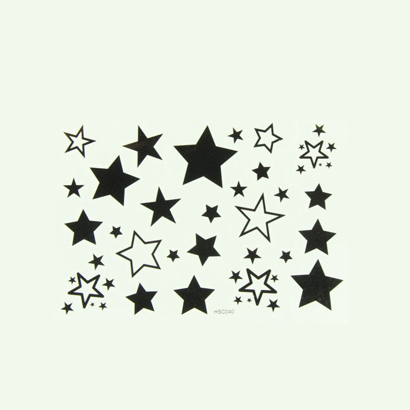 Fashion Hollow Solid Black Five-point Star Waterproof Temporary Tattoo Sticke Bj