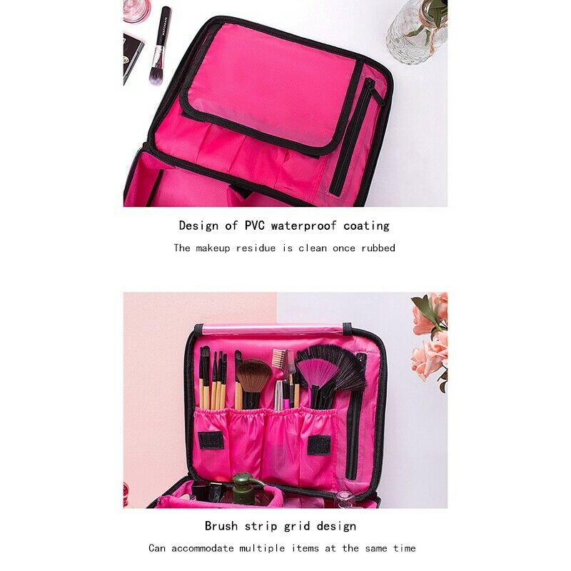 Professional Large Makeup Bag Cosmetic Case Storage Handle Organizer Travel J5Y7