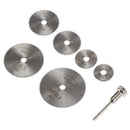 7Pcs Cutting Discs Mandrel HSS Rotary Circular Saw Blades Tool Cutoff - OZ