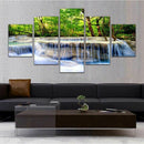 5 Pcs Cavas Artwork Wall Decor - Waterfall in Forest Canvas Prints Painting