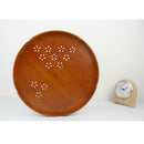 Round Wooden Dish Breakfast Food Snack Serving Tray Salad Platter Tawny 27cm