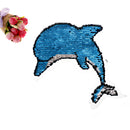 Dolphin Reversible Sequined Sew On Patches Embroidered Patch Applique  Z