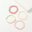 4Pcs Multicolor Crystal Strand Beads Bracelets For Women Beads Peach-Bracel