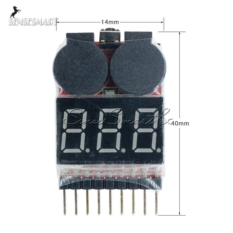 1-8S Lipo/Li-ion/Fe Battery Voltage 2IN1 Tester Low Voltage Buzzer Alarm New