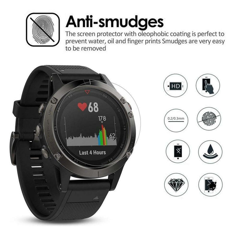 2pcs Transparent Tempered Glass Screen Protector Film for Garmin Fenix 5