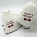 2x Natural Wool Hat Sauna Banya Bath House Head Protect Embroidered Cap