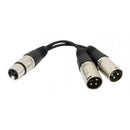 6" XLR 3 Pin FEMALE Jack To 2 Dual MALE Plug Y SPLITTER Mic PA DJ Cable