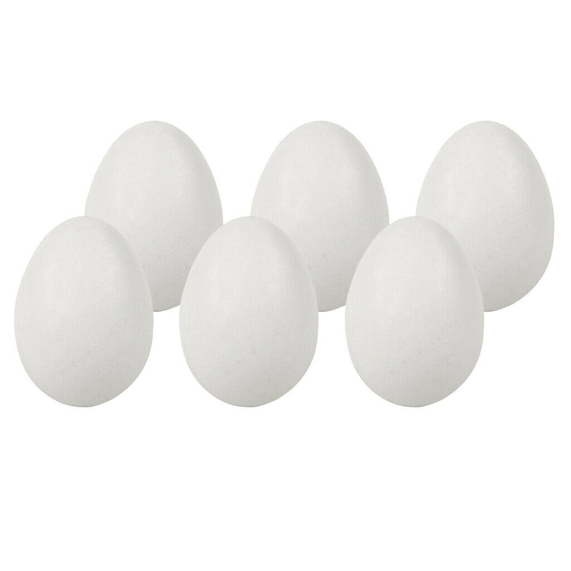6x Wooden Easter Craft Eggs, Display, Smooth,Ready to Paint and Decor White
