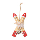 Wooden Sled Christmas Tree Pendant Window Hanging Ornament Xmas Decor (Red) A