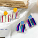 Rainbow Design Colorful Enamel Geometric Half Round Drop Earrings for Women P4J1