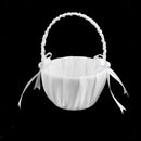 Wedding Flower Girl Baskets Embroidered Flower Basket with Rhinestone Bowknot