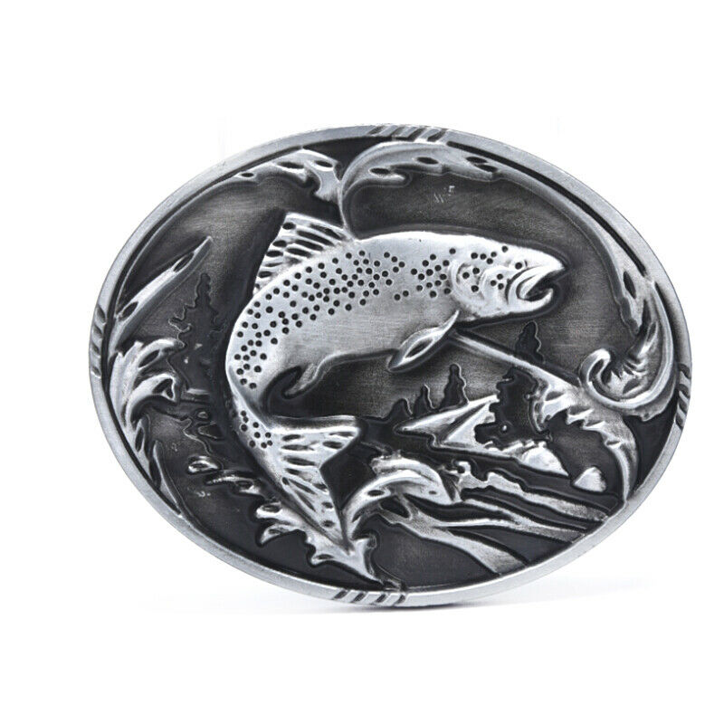 Western Cowboy Fish Belt Buckle For Mens Jeans Accessories Metal Belt Buc TwJ Hn