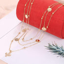 Simple Wafer Beads Pendant Clavicle Chain Women Multilayer Necklace Jewelry A