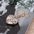 Heart Shaped Key Chain Rings Rhinestone Rose Flower Keychain Organizations Gift