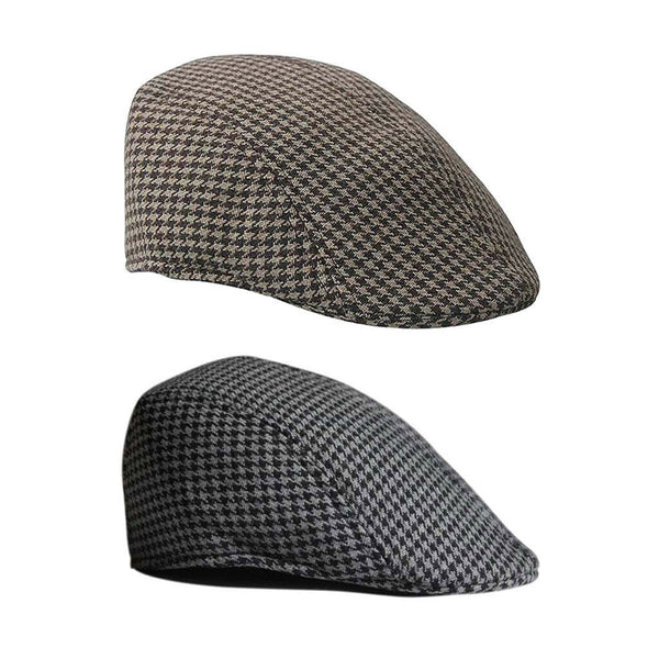Fashion Kids Boys Beret Cap Flat Hat Set of 2 Brown + Black