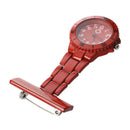 Red Quartz Movement Nurse Brooch Fob Tunic Pocket Pendant Watch V7T1