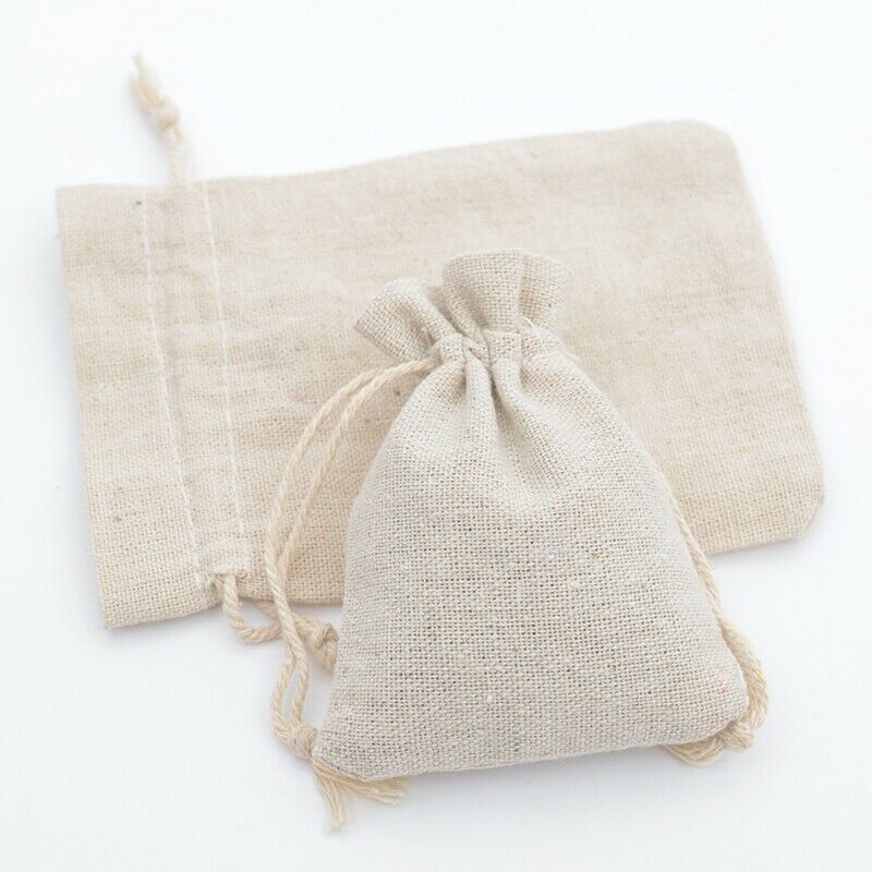 50Pcs Handmade Muslin Cotton and Linen Drawstring Packaging Gift Bags for C G1K9