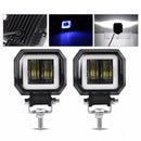 Motorcycle Car 6500K White Fog Light Square LED Angel Eye Off-Road Work Light-y