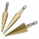 3 Pcs High-Speed Steel Step Drill Bit Set Power Tools Cone Titanium Coated