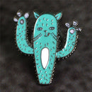 Cartoon Enamel Cactus Plant Cat Brooch Pins Animal Lapel Collar Pin Jewelry nTE.