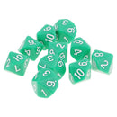10pcs 10 Sided Dice D10 Acrylic Dice for  Green Portable