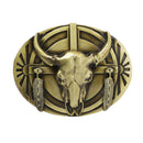 Retro Rodeo Western Cowboy Belt Buckle Engraved Bull Head Jeans Belt Decor