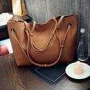 2pcs/set Women Litchi Pattern Handbags Solid Color Clutch (Light Brown)