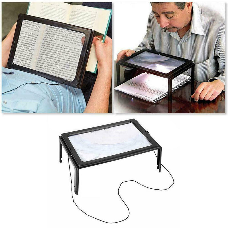 Full Page 3x Magnifier With LED Light Magnifying Glass Aid Lens Reading Boo Y0K4
