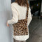 Leopard Crossbody Handbag Women Plush Retro Shoulder Messenger Bag (Brown)