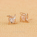 Simple Geometric Out Stud Earrings for Women Square Zircon Plated Earring