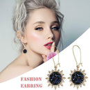 Crystal Sunflower Hanging Dangle Earrings Long Eardrop Statement Jewelry