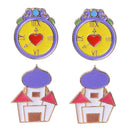 Lovely House Alarm Clock Cartoon Cute Enamel Brooch Pins Collar Lapel Gifts