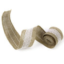 Roll of 2M Wedding Home DIY Craft Burlap Ribbon White Lace Decorated Width  C9N2