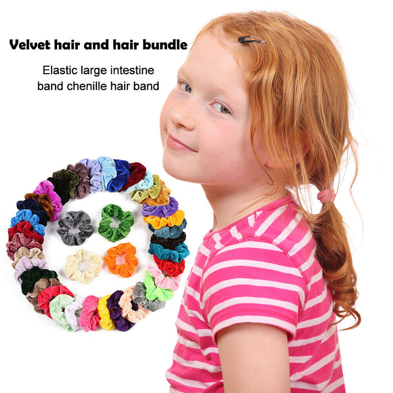 40pcs Women Velvet Scrunchies Set Colorful Ponytail Holder Hair Ring Rope A