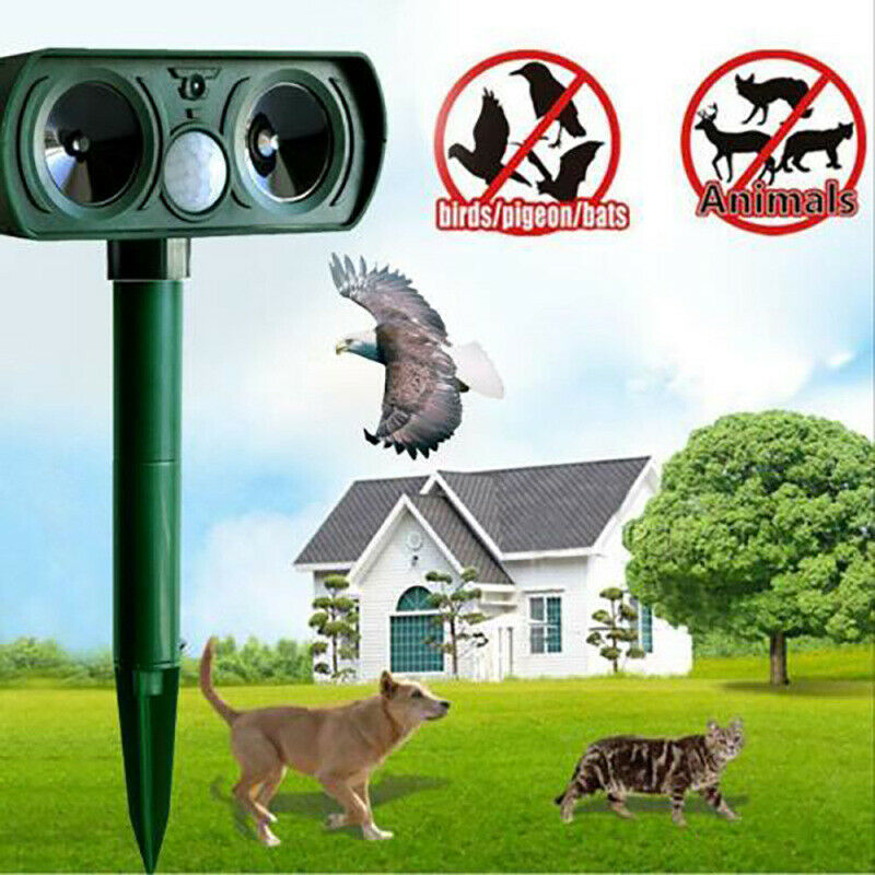 Solar Ultrasound Cat Dog Fox Repeller Animal Chaser Deterrent Repellent dsf DIR