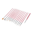 Set of 15 brushes for nail , pink